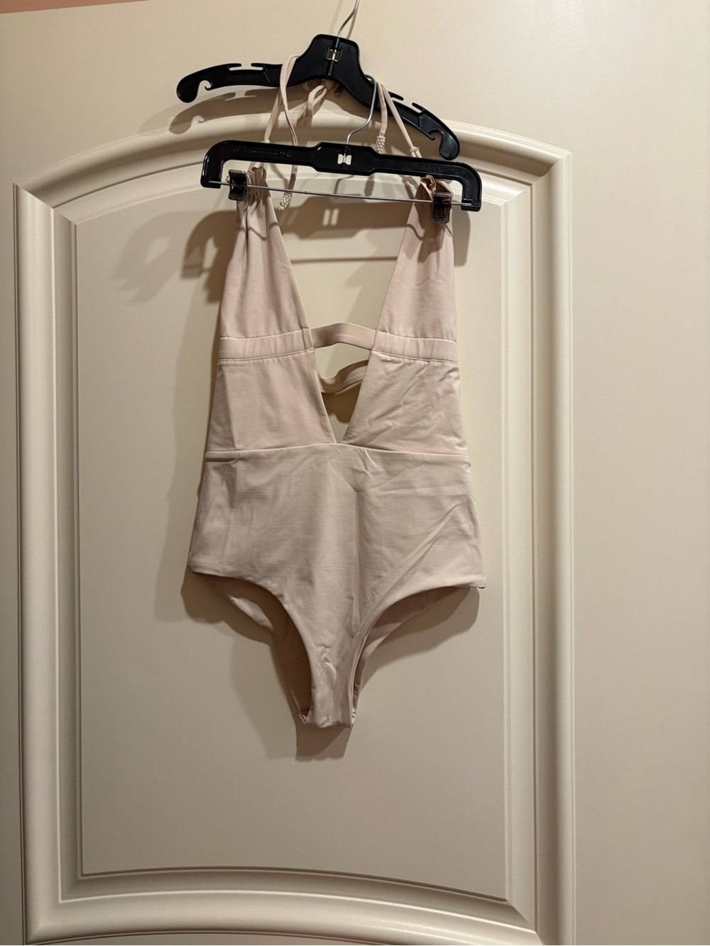 Tavik One-Piece Plunge Swimsuit in Light Beige
